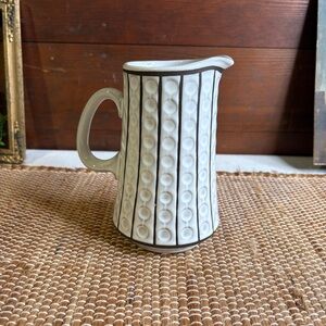 Vintage MCM Ceramano Omega West Germany Dots & Stripes Pitcher White Brown